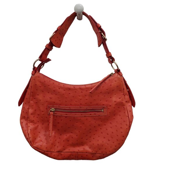 Dooney & Bourke J8611892 Pumpkin Orange Ostrich Leather Medium Hobo Shoulder Bag - Picture 15 of 16